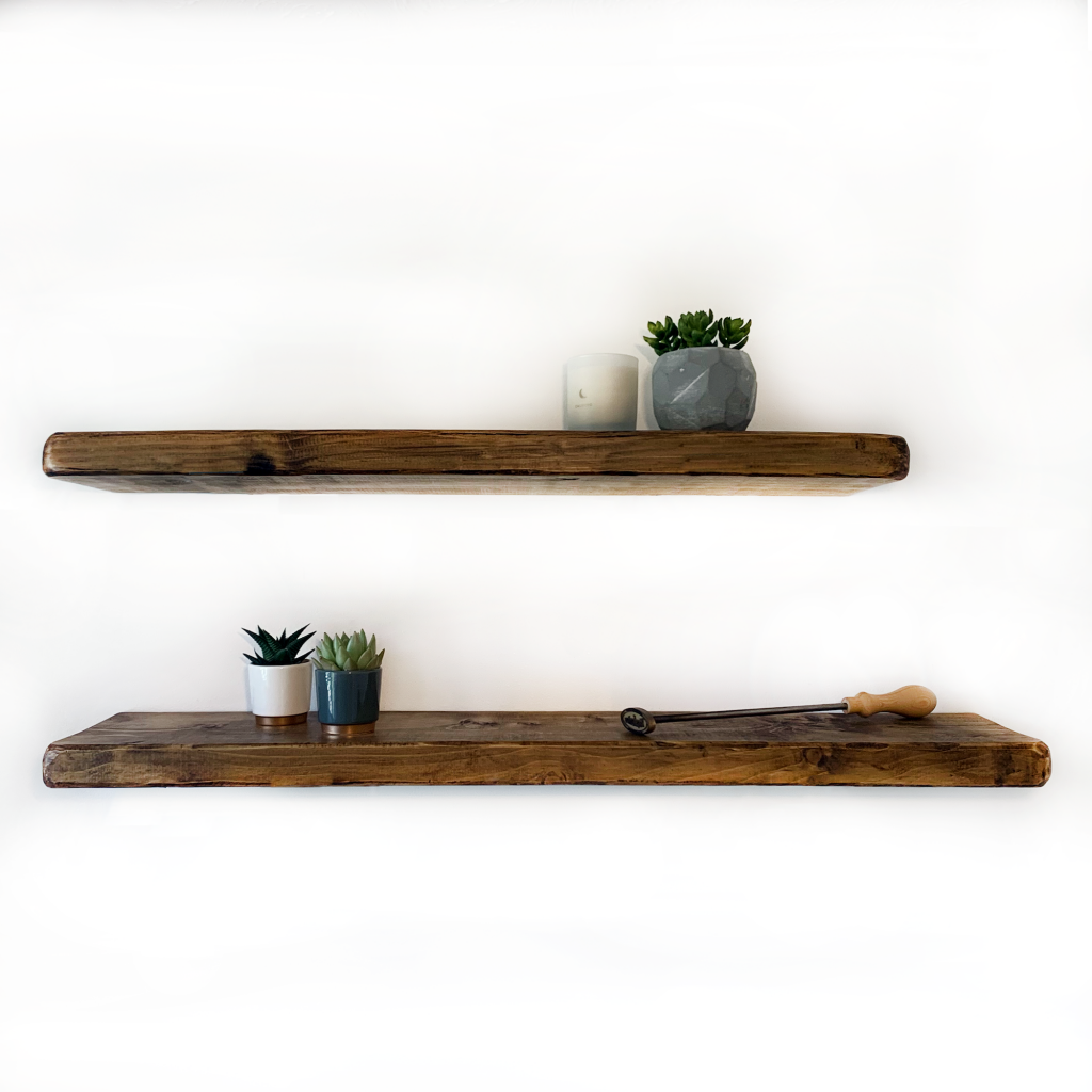 Solid wood Floating Shelf 22cm depth x 4.7cm thick (9″ x 2″) - Handmade