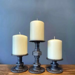 Industrial Pipe Pillar Candle Holders