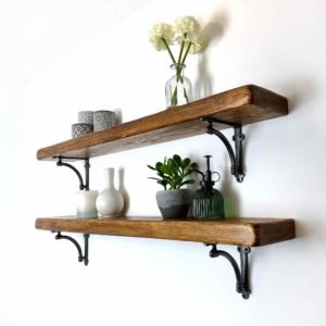 Shelves, Rustic Shelf with Albion Style Brackets 15cm x 4.7cm (6in x 2in)