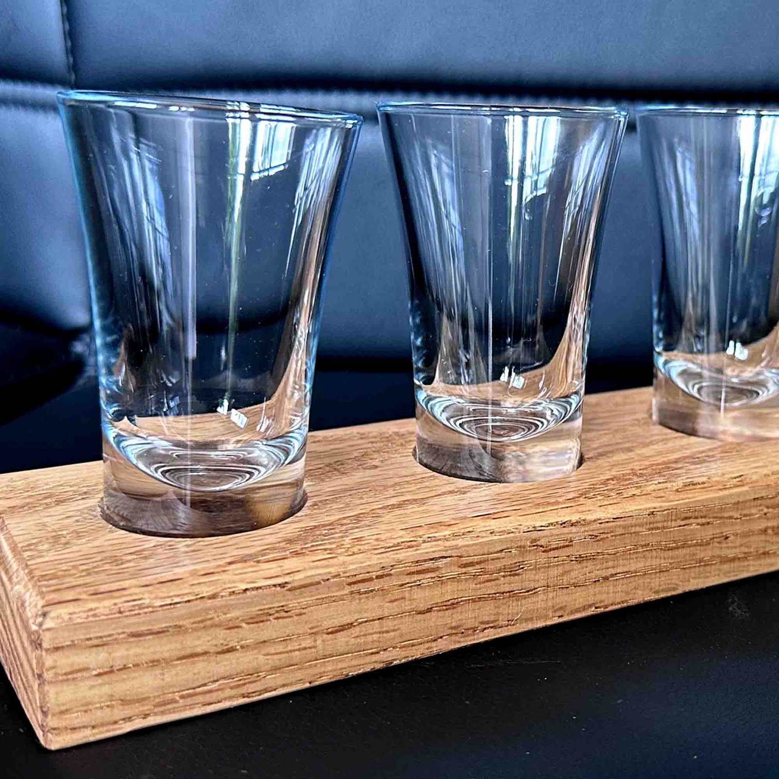 Solid Oak Handmade shot glass tray