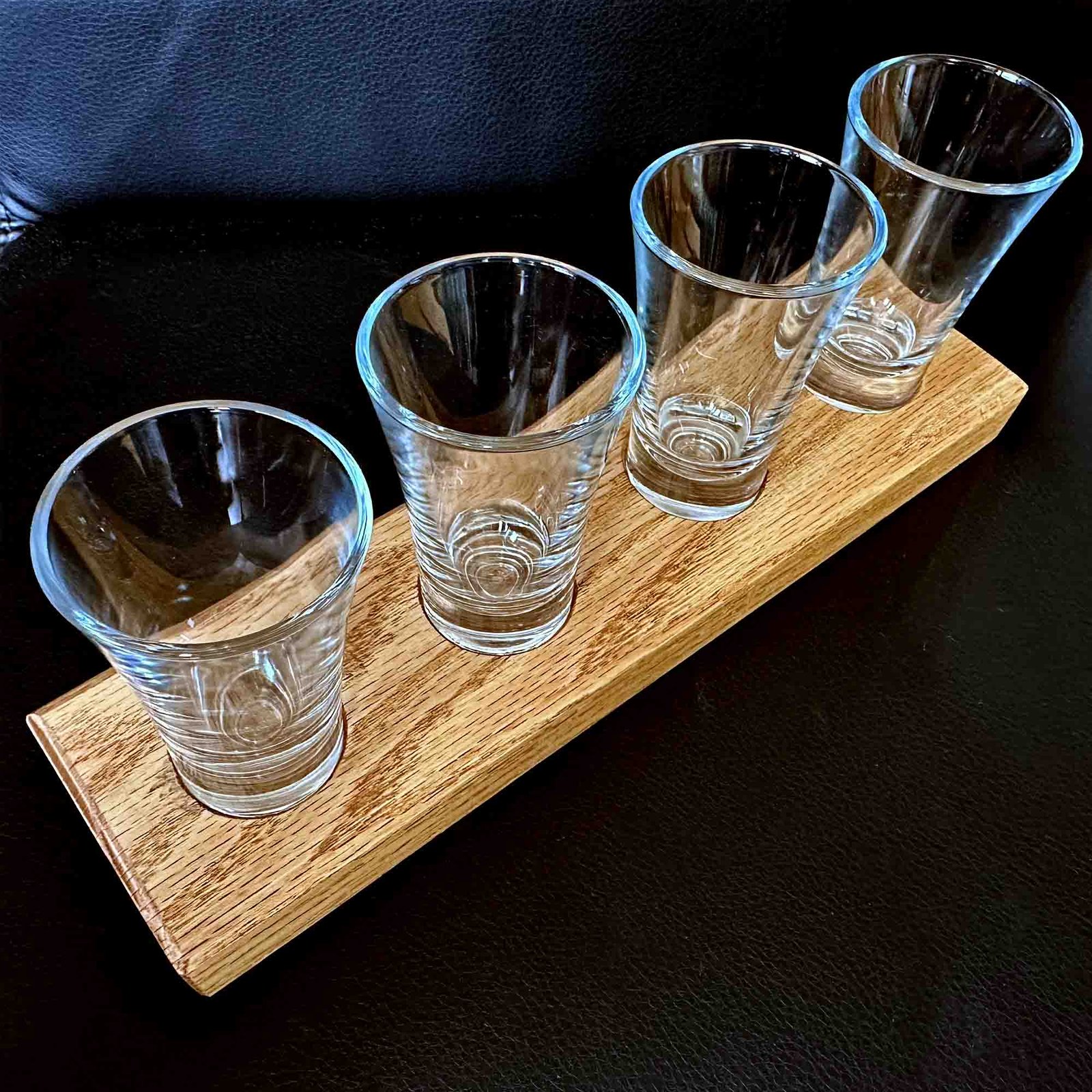 Solid Oak Handmade shot glass tray 4 glasses great gift