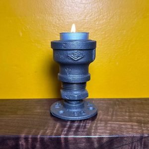 industrial tea light holder made from industrial pipe and fittings