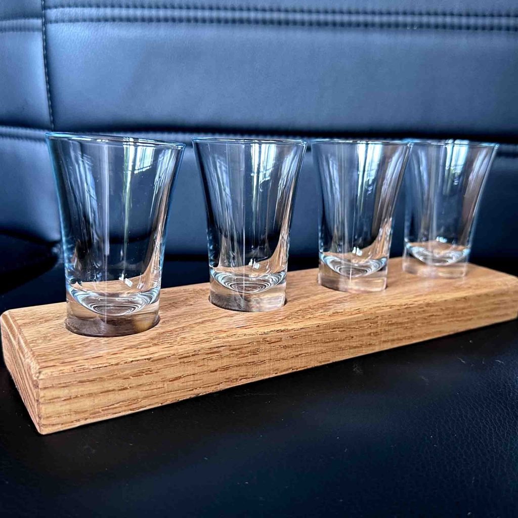 Solid Oak Handmade shot glass tray