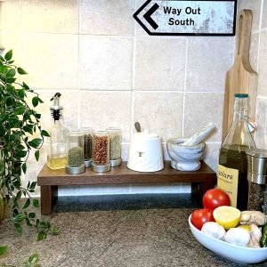 solid walnut mini kitchen plinth shelf