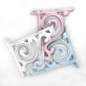 100mm shelf brackets in pink white duck egg blue or plain metal